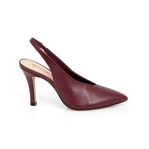 SCARPIN SLINGBACK SALTO ALTO DE COURO BORDÔ