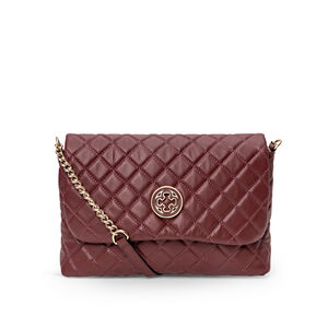 BOLSA BORGONHA DE COURO MATELASSÊ SHOULDER BAG