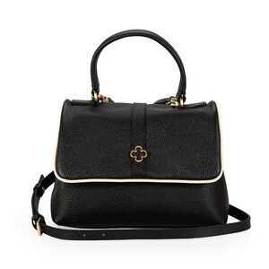 BOLSA TIRACOLO PRETA DE COURO TOTE