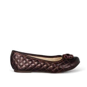 SAPATILHA INFANTIL MARROM DE COURO MATELASSÊ