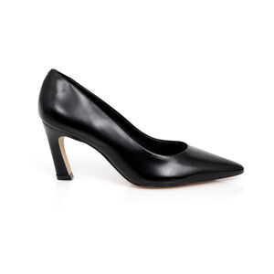 SCARPIN SALTO ALTO PRETO DE COURO