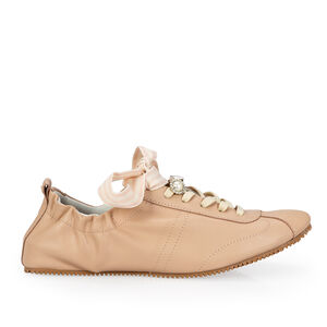 T&Ecirc;NIS BALLERINA NUDE DE COURO 5 PINS + 1 ATACADOR LISTRAS SEDA