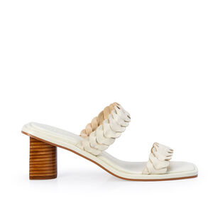 MULE SALTO BLOCO BRANCA DUNA DE COURO TRANÇADO