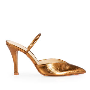 MULE SALTO ALTO BRONZE METALIZADA DE COURO