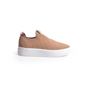 TÊNIS FEMININO SLIP ON KNIT MATELASSÊ BEGE