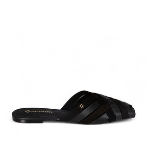 CHINELO RASTEIRO PRETO COURO NOBUCK TRAMADO