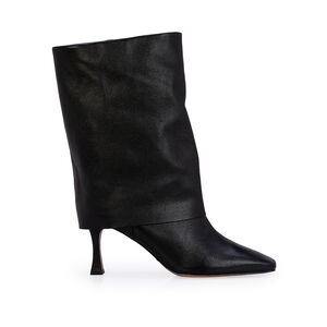 BOTA PRETA SALTO ALTO FINO COURO