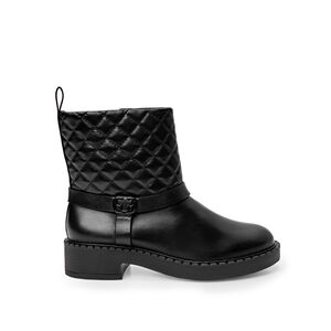 BOTA PRETA CANO CURTO DE COURO MATELASSÊ