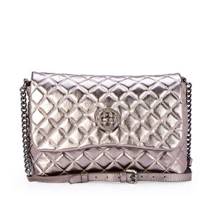 BOLSA CINZA PEWTER COURO MATELASS&Ecirc; TIRACOLO