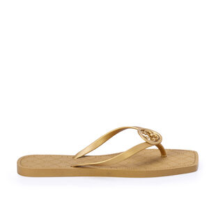 CHINELO DE DEDO DOURADO BICO QUADRADO MONOGRAMA