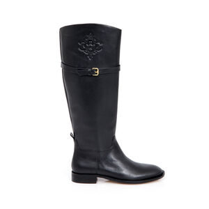 BOTA CANO ALTO PRETA DE COURO