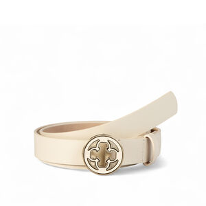 CINTO FEMININO BEGE VANILLA DE COURO FIVELA REDONDA