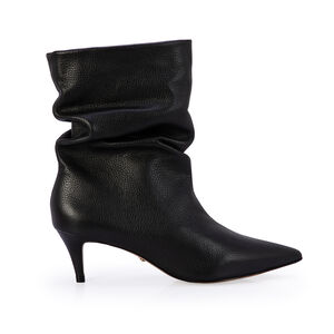 BOTA PRETA SLOUCH CANO M&Eacute;DIO SALTO FINO COURO