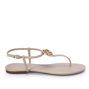 SANDÁLIA RASTEIRA DE COURO NUDE SEDA