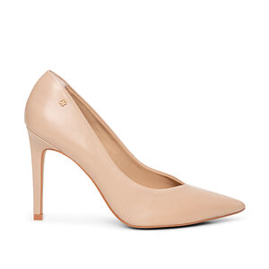 SCARPIN SALTO ALTO NUDE SEDA DE COURO