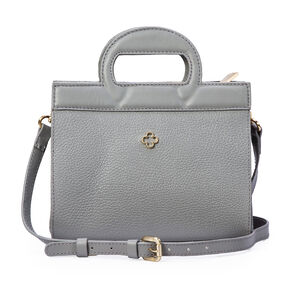 BOLSA PEQUENA TIRACOLO CINZA CARBONO DE COURO TOTE