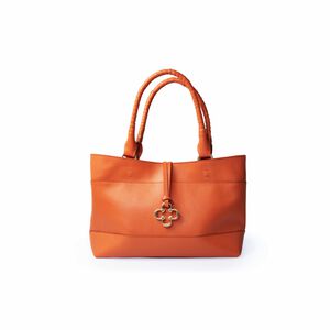 BOLSA GRANDE DE COURO LARANJA P&Aacute;PRICA SHOPPER
