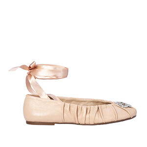 SAPATILHA BAILARINA NUDE SEDA DE COURO