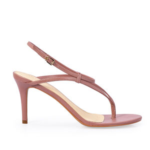 SANDÁLIA SALTO FINO ROSA MALVA DE COURO