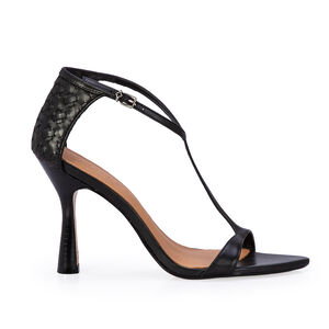 SAND&Aacute;LIA PRETA CALCANHAR FECHADO COURO TRESS&Ecirc;