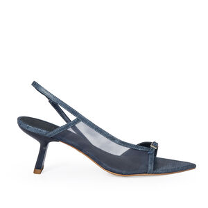 SAND&Aacute;LIA SALTO BAIXO DENIM DE COURO TELA