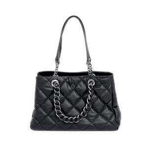BOLSA SHOPPER PRETA DE COURO MATELASSÊ