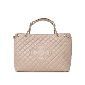 BOLSA CARINA DE COURO NUDE SEDA MATELASS&Ecirc;