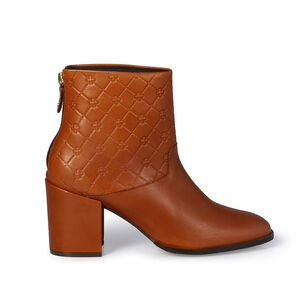BOTA CANO CURTO CARAMELO CAMEL DE COURO MONOGRAMA