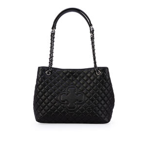 BOLSA HOBO PRETA DE COURO MATELASS&Ecirc; CARINA