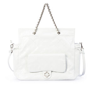 BOLSA GRANDE BRANCA DE COURO MATELASS&Ecirc; HOBO