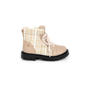 BOTA INFANTIL DE COURO NUDE SEDA TWEED TRATORADA