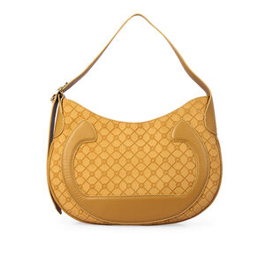 BOLSA M&Eacute;DIA BEGE SAVANA DE COURO SHOULDER BAG