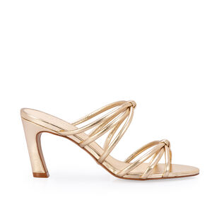 MULE SALTO M&Eacute;DIO DOURADO CLARO DE COURO