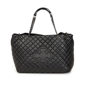BOLSA GRANDE PRETA DE COURO MATELASSÊ HOBO CARINA