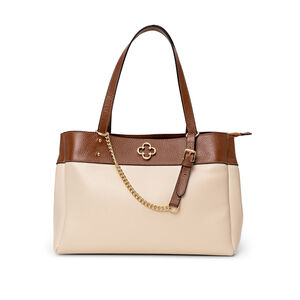 BOLSA BEGE VANILLA DE COURO SHOPPER