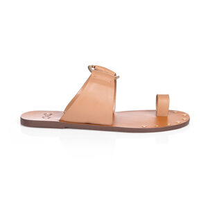 CHINELO RASTEIRO BEGE DE COURO ARGOLA