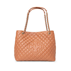 BOLSA HOBO CARAMELO DE COURO MATELASSÊ CARINA