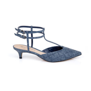 SCARPIN SLINGBACK MARINHO AZZURRO DE COURO MATELASSÊ