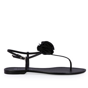 SAND&Aacute;LIA RASTEIRA COURO FLOR PRETA