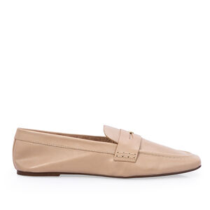 LOAFER MOCASSIM NUDE SEDA DE COURO BICO QUADRADO