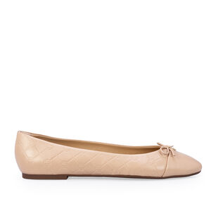 SAPATILHA MONOGRAMA DE COURO NUDE SEDA