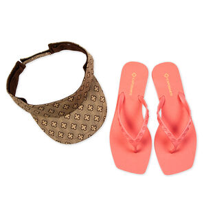 KIT CHINELO DE DEDO ROSA PAPAYA + VISEIRA MONOGRAMA