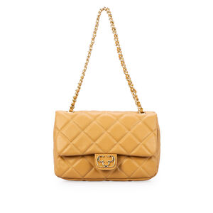 BOLSA BEGE SAVANA DE COURO MATELASS&Ecirc; SHOULDER BAG