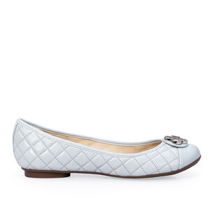 SAPATILHA CATHERINE AZUL DE COURO MATELASS&Ecirc;