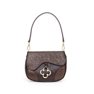 BOLSA PEQUENA COURO MARROM FLORATTA