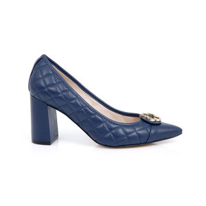 SCARPIN SALTO BLOCO DE COURO MARINHO AZZURRO MATELASSÊ