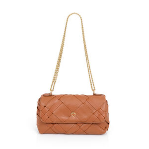BOLSA SHOULDER BAG CARAMELO ALÇA CORRENTE DOURADA TRESSÊ