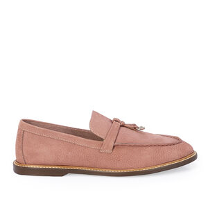 LOAFER MOCASSIM ROSA MALVA DE COURO NOBUCK