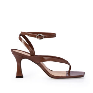 SANDÁLIA BICO QUADRADO MARROM ÉBANO DE COURO