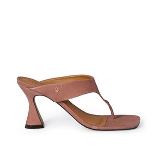 MULE DE COURO SALTO ALTO ROSA